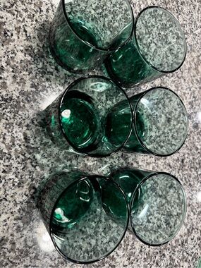 Set of 6 Emerald Green Glass Tumblers - Home Dining Drinkware
